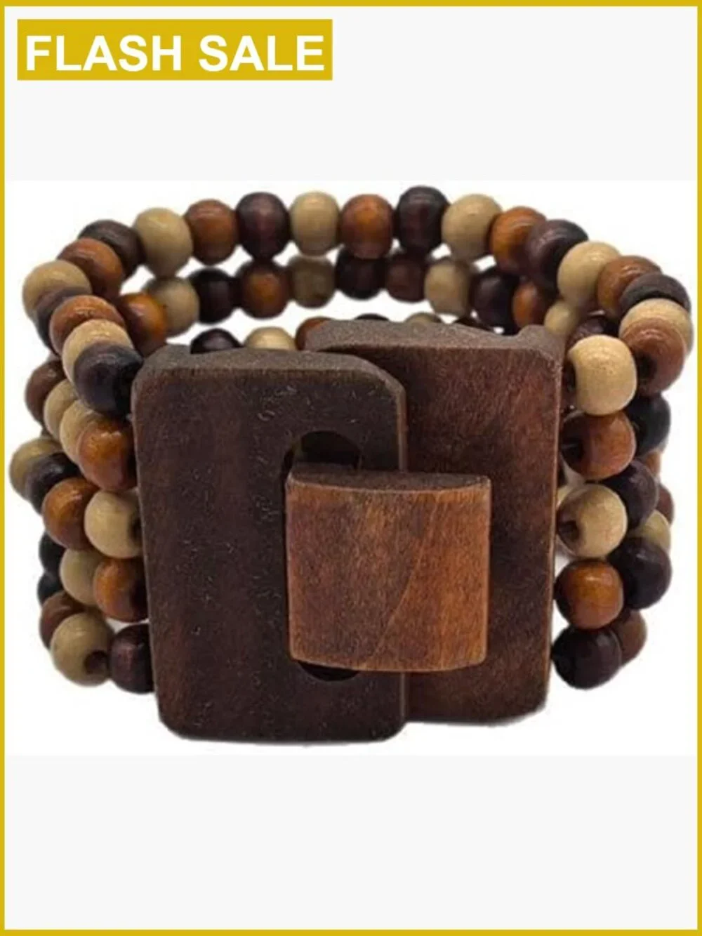 Multi Strand Wood Bead Bangle Stretch Bracelet Boho Unisex